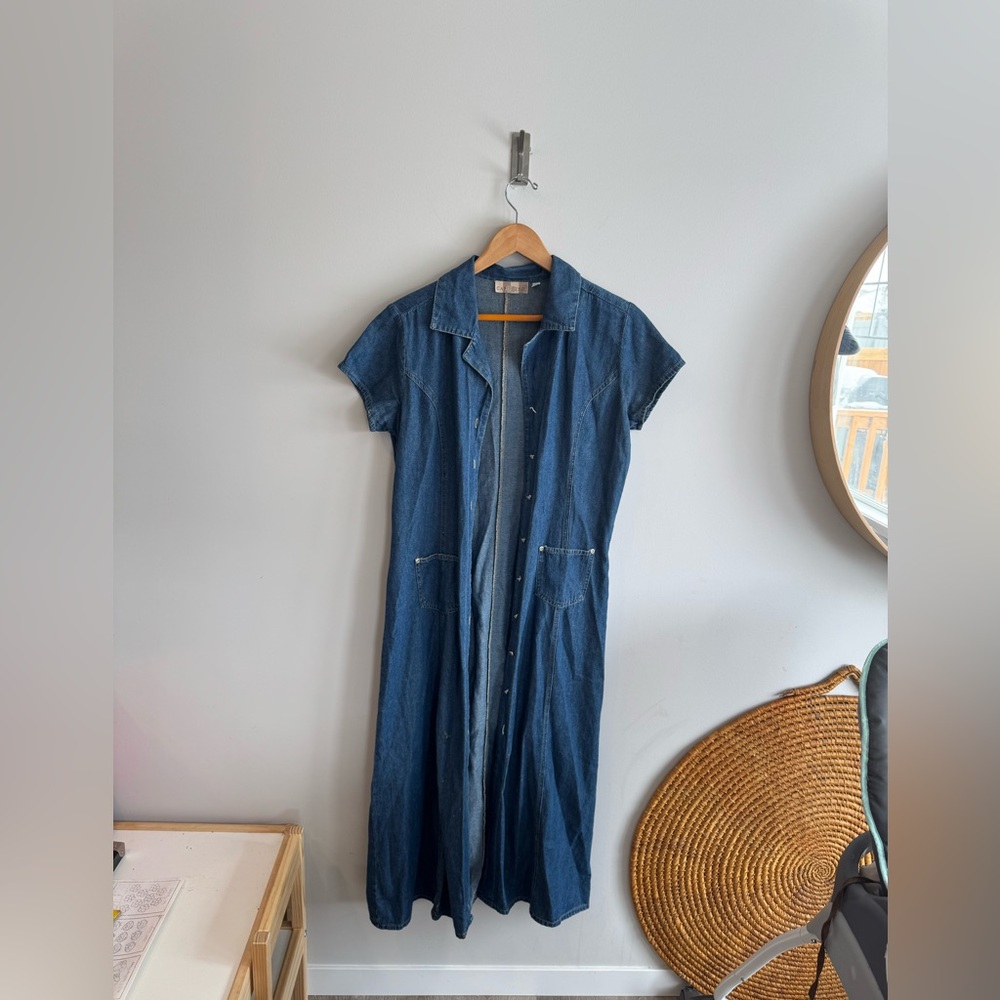 Vintage Blue Denim Maxi Dress